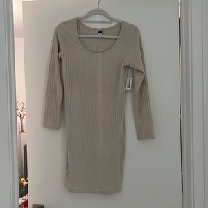Oatmeal long sleeve knit dress